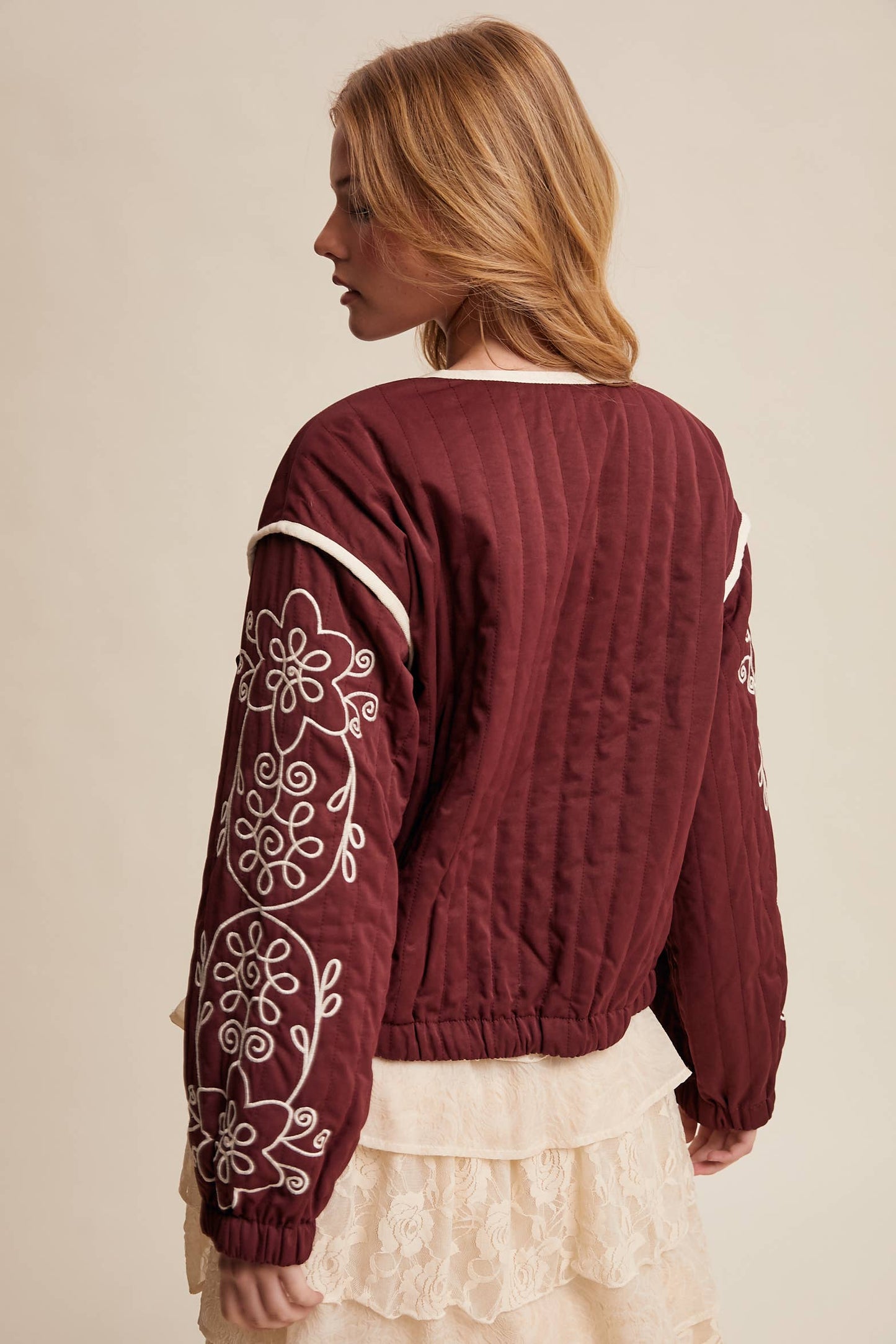 Maroon Quilted Jacket