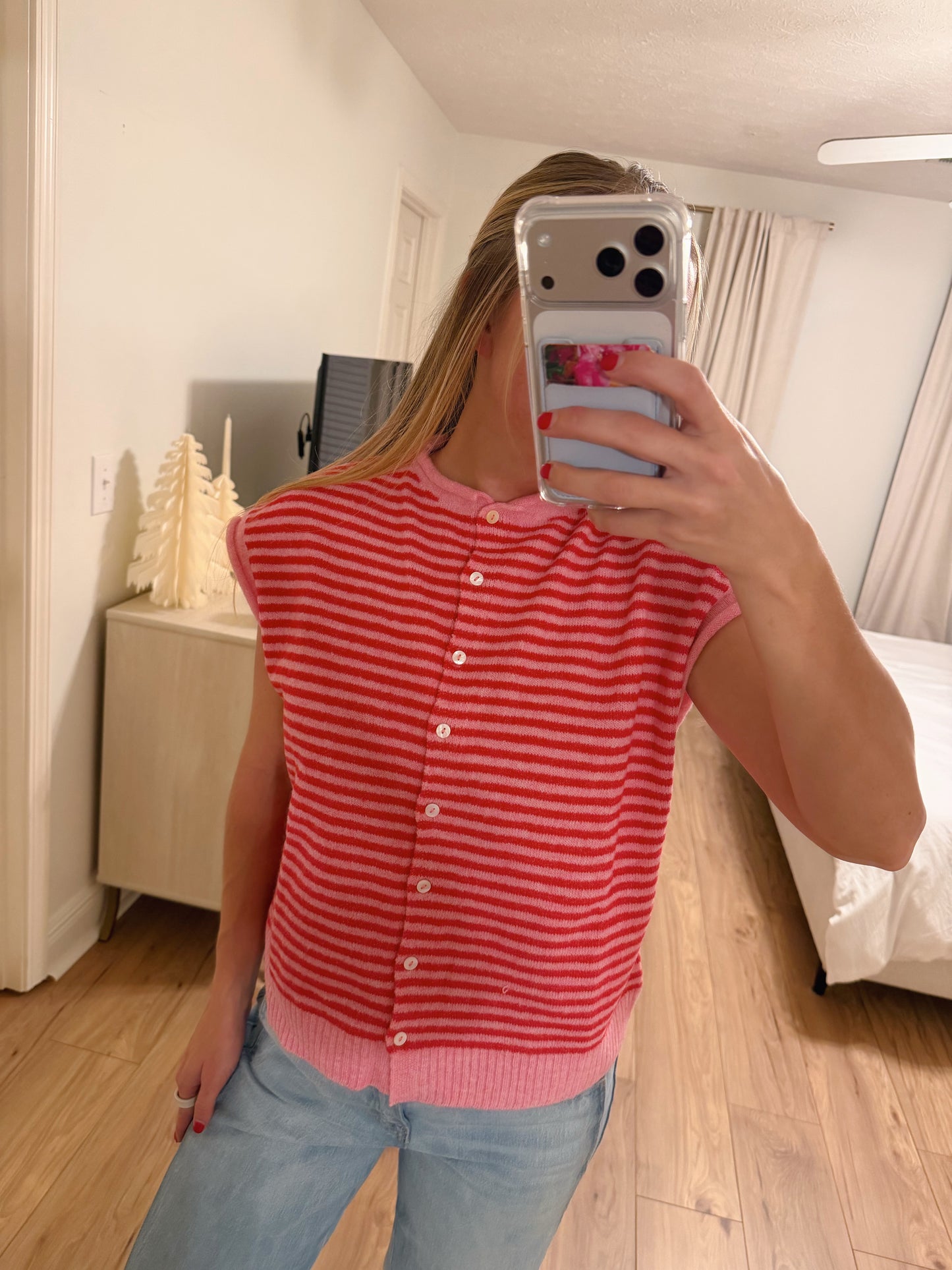 Pink Piper Vest Cardigan