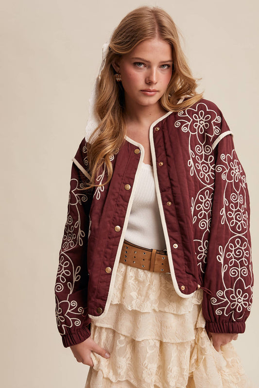 Maroon Quilted Jacket