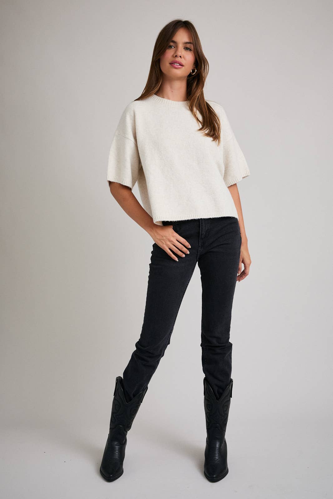 Short Sleeve Boxy Sweater Top